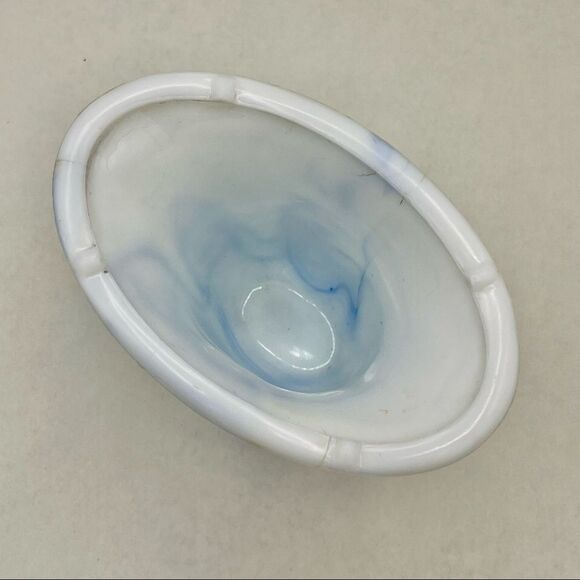 Vintage Akro Agate Iris Floral Marbled Swirl Slag Glass Vase - Picture 11 of 15